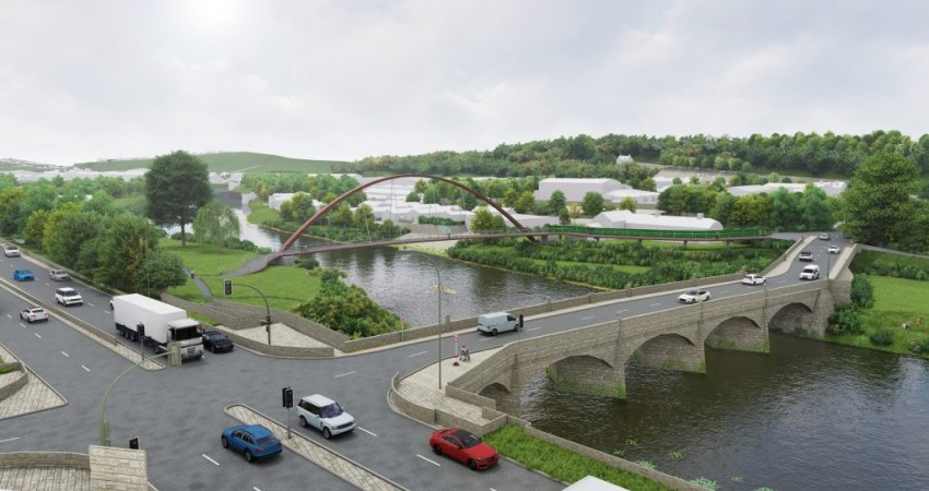 Cyrraedd carreg filltir o ran y bont Teithio Llesol dros Afon Gwy yn Nhrefynwy Cyrraedd carreg filltir o ran y bont Teithio Llesol dros Afon Gwy yn Nhrefynwy