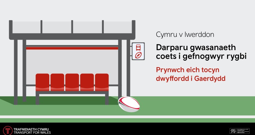 Cyngor teithio ar gyfer gem Cymru v Iwerddon